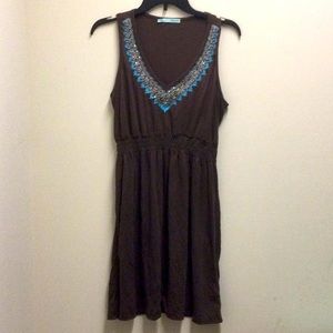 Maurices Brown and teal beaded dress